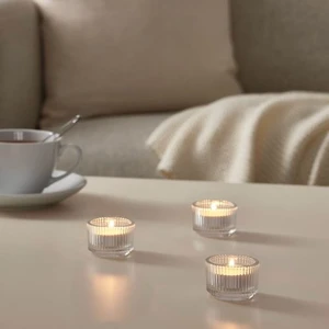 IKEA Fınsmak Tealight Cam Mumluk, Saydam Cam 3 Adet