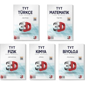 3D Yayınları 2022 TYT Türkçe Matematik Fizik Kimya Biyoloji Soru Bankası Seti (5 Kitap)