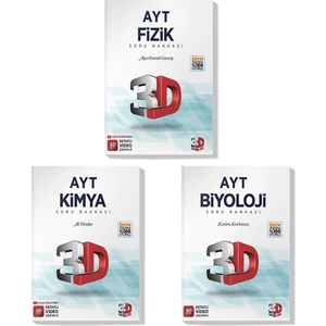 3D Yayınları 2022 AYT Fizik Kimya Biyoloji Soru Bankası Seti (3 Kitap)