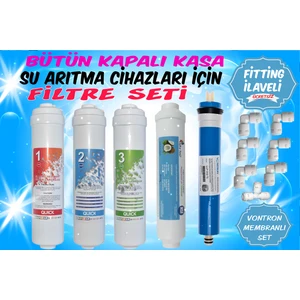 Inline Kapalı Kasa Tüm Su Arıtma Cihazlarına Uyumlu 5'li Filtre Takımı Vontron Membranlı