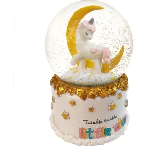 Unicorn Ay Temalı Müzikli Işıklı Orta Boy Kar Küresi
