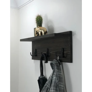 O&A Wood Doğal Ahşap Vestiyer, Dekoratif 3 Askılı Portmanto, Raflı Vintage Elbise Askısı, Ceviz