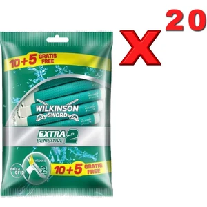 Sword Extra 2 Sensitive Çift Bıçaklı Bas Temizle Özellikli 10+5 Kullan At Tıraş Bıçağı 1 Koli ( 20 Paket )