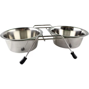 Zampa İkili Ayaklı Çelik Mama ve Su Kabı Medium