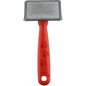 Slikon Top Başlıklı Kedi ve Köpek Fırçası Small 14 x 6 cm Kırmızı