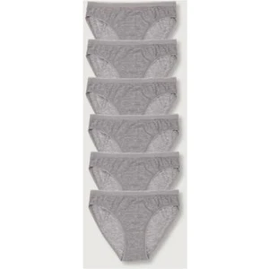 Kadın Gri 6'lı Paket Bikini Külot Tek Ebat