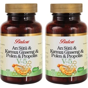 2 Kutu Balen V5 Kırmızı Ginseng Polen Propolis Arı Sütü