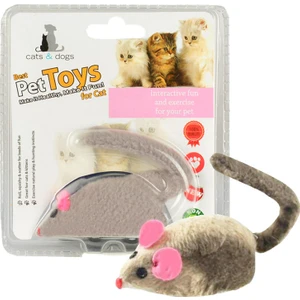 Kurmalı Peluş Fare Kedi Oyuncağı Gri 7X4CM (Gri)