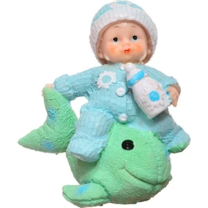 Decotown Hediyelik Sevimli Mavi Bebek Biblo Polyester Süs Eşyası
