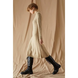 Dik Yaka Uzun Kollu Relax Fit Triko Elbise T5913Az21Au