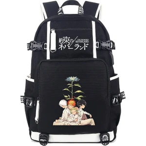 Anime Vaat Edilen Neverland Sırt Çantası Baskılı USB Şarj Portu ve Kulaklık Portu ile (Yurt Dışından)