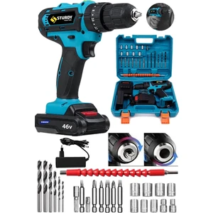 Power Tools 46 Volt 5.0 Amper Express Seri Çift Akülü 27 Parça Uç Setli Şarjlı Vidalama Matkap