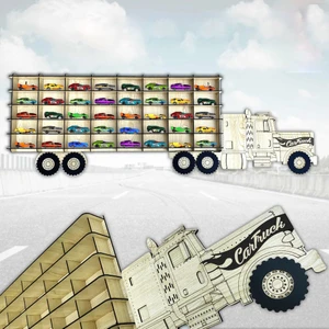 Ahşap Akçaağaç Renk 40 Araçlık Hobi Araba Rafı (Hot Wheels, Matchbox)