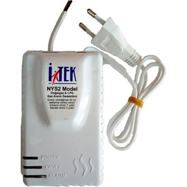 İtek NYS Doğal Gaz Alarm Dedektörü - Sesli ve Işıklı Uyarı, Ev Kullanımı için 220V,