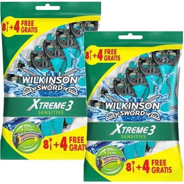 Wilkinson Sword Xtreme 3 Sensitive 8+4 Üç Bıçaklı Kullan At Tıraş Bıçağı 2