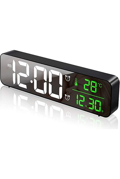 Loskii USB LED 3D Müzik 2 Alarmlı Saat Termometre Sıcaklık Tarih Hd LED Ekran Elektronik Masaüstü Dijital Masa Saati