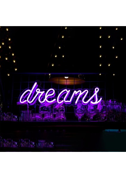 Dreams Duvar Yazısı Dekoratif Duvar Aydinlatmasi Gece Lambası Cafe Bar Yazı