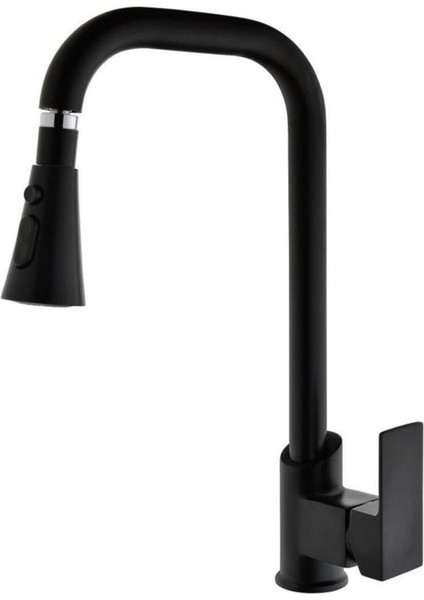 Karya Lüks Siyah Uzun Çift Fonksiyonlu Mutfak Bataryası