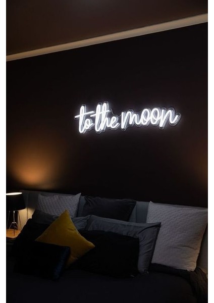 To The Moon Neon LED Duvar Yazısı Dekoratif Duvar Aydinlatmasi Gece Lambası
