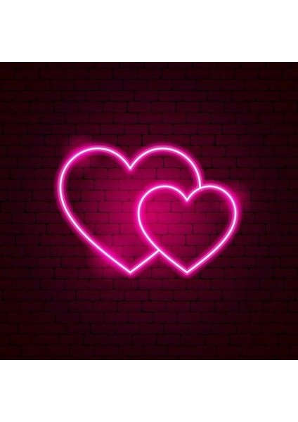 Çift Kalp Neon LED Duvar Yazısı Dekoratif Duvar Aydinlatmasi Gece Lambası