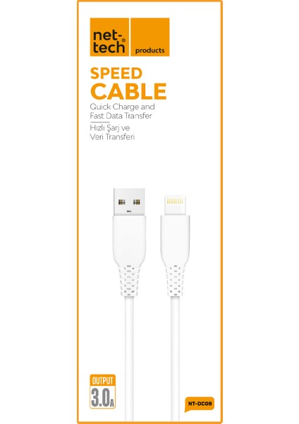 NT-DC08 Plastik Lightning (8 Pin) 100 cm USB Data Kablo fiyatları