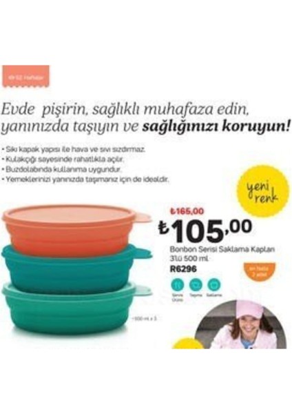 Bonbon Kaplar 3'lü 500 ml.