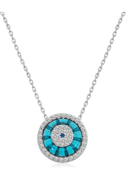 Gümüş Rodyum Camgöz Nazar Kadın Kolye