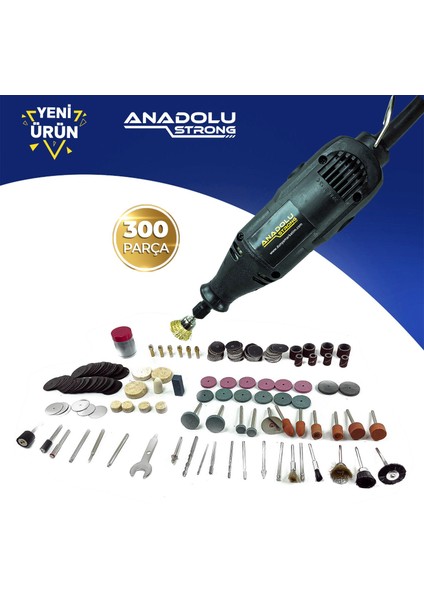 Anadolustrong ANS1004 300 Parça Gravür Oyma Makinesi Dremel Taşlama Zımpara Kesme Seti