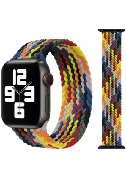 Apple Watch 44MM Uyumlu Kayış Spor Loop Kordon Small Rainbow Multin