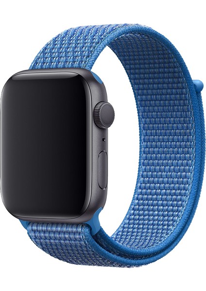 Apple Watch 38MM Uyumlu Kayış Spor Loop Kordon Mavi