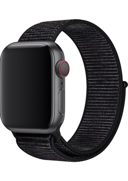 Apple Watch 44MM Uyumlu Kayış Spor Loop Kordon Kırçıllı Siyah