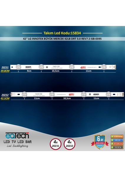 Takım Led-34 (4X231-4X232) 42 Lg Innotek Büyük Mercek 42LB Drt 3.0 Rev7 2 ISB-0395