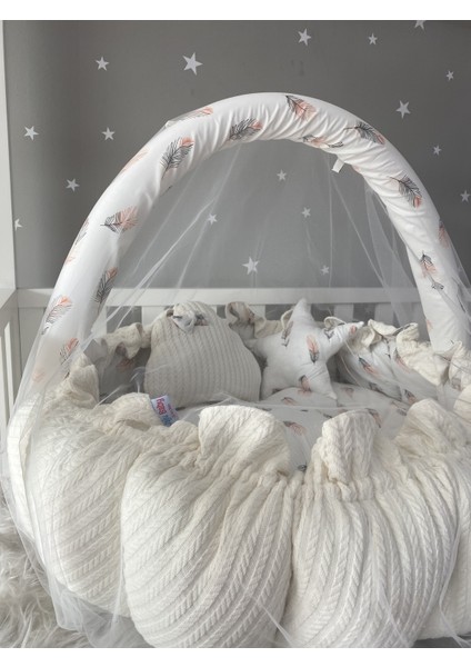 Beyaz Örgü Kumaş Açılır - Kapanır Oyun Minderi Cibinlik Aparatlı Babynest fiyatları