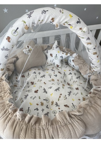 Pike Kumaş ve Müslin Kumaş Tilki Tasarım Açılır - Kapanır Oyun Minderi Cibinlik Aparatlı Babynest fiyatları