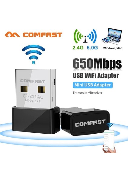 Comfast 650 Mbps USB Mini Wifi Adaptörü RTL811 5ghz Kablosuz Alıcı