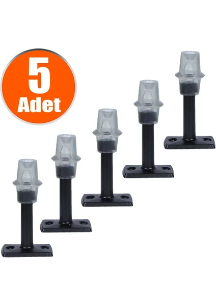 Kapı Kolu Durdurucu Tutucu Tutacağı Stoperi Tamponu Mat Siyah 8 Cm Metal Stopu Silikonlu (5 ADET)