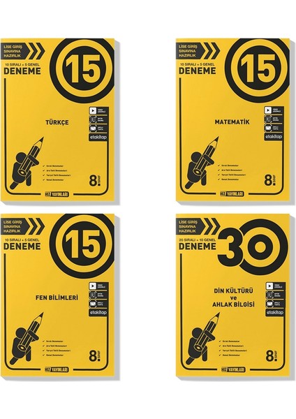2022 LGS Türkçe Matematik Fen Din Kültürü Deneme Seti 4 Kitap