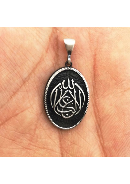 La Galibe Illallah Allah'tan Başka Galip Yoktur Yazılı Gümüş Kolye Ucu