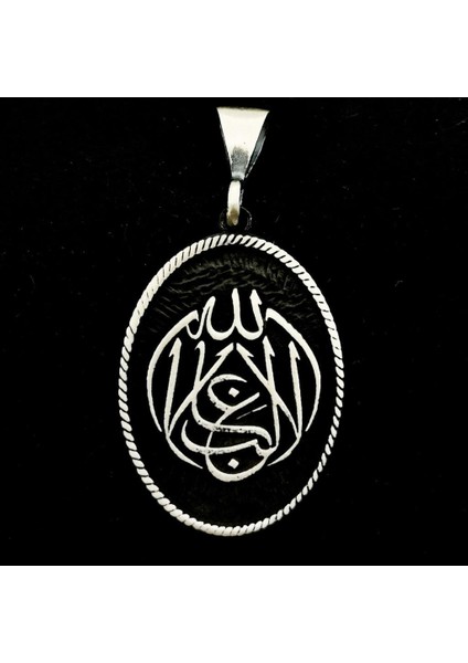 La Galibe Illallah Allah'tan Başka Galip Yoktur Yazılı Gümüş Kolye Ucu