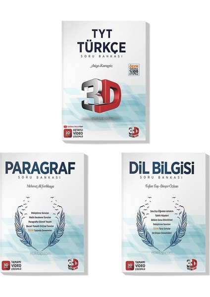 2022 TYT Türkçe Paragraf Dil Bilgisi Soru Bankası Seti (3 Kitap)