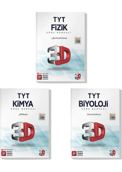 2022 TYT Fizik Kimya Biyoloji Soru Bankası Seti (3 Kitap)