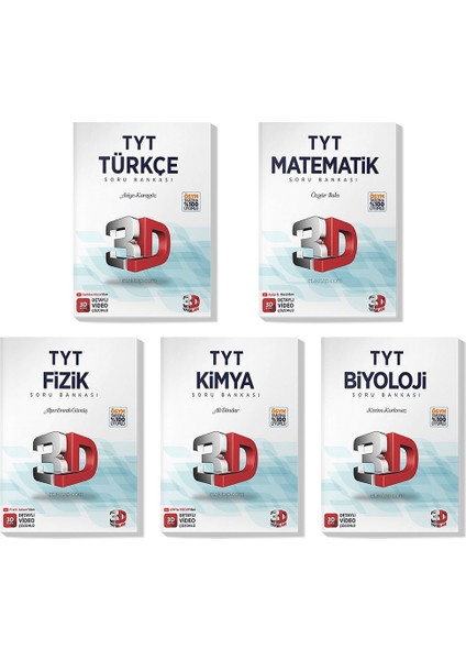 2022 TYT Türkçe Matematik Fizik Kimya Biyoloji Soru Bankası Seti (5 Kitap)