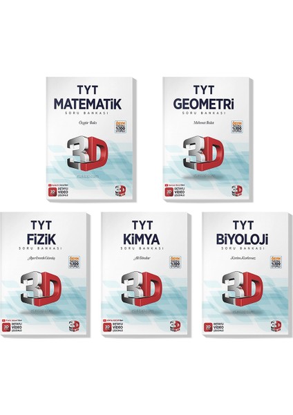 2022 TYT Matematik Geometri Fizik Kimya Biyoloji Soru Bankası Seti (5 Kitap)