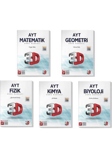 2022 AYT Matematik Geometri Fizik Kimya Biyoloji Soru Bankası Seti (5 Kitap)