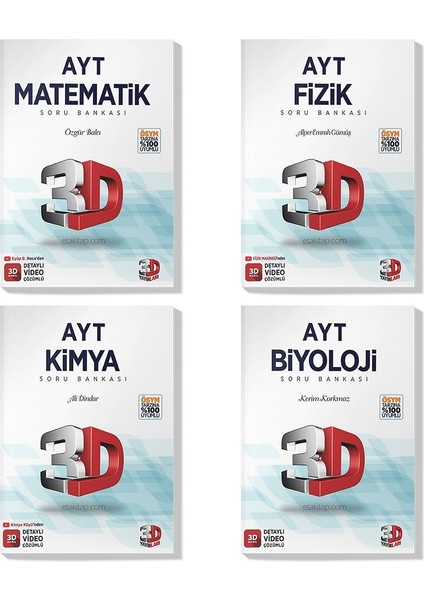 2022 AYT Matematik Fizik Kimya Biyoloji Soru Bankası Seti (4 Kitap)