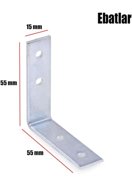 (10 Adet) Mobilya Dolap Köşe Bağlantı L Demir Gönye 55X55X15 mm