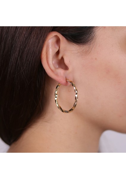 Işlemeli Büyük Boy Burgu Küpe