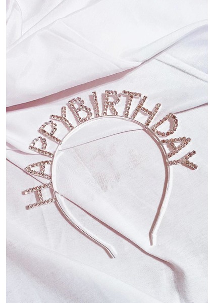 Kadın Kristal Taşlı Happy Birthday Taç Saç Bandı