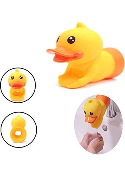 Sarı Ördek Figürlü Çocuklar Için Eğitici Musluk Uzatma Başlığı