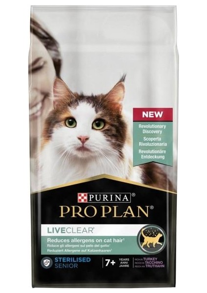Proplan Liveclear Sterilized Senior+7 Hindili Alerji Önleyici Kedi Maması 1,4 kg